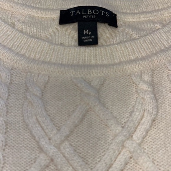 Talbots Lambswool Cable Knit Blend Sweater Button Details Shoulders - Picture 10 of 12